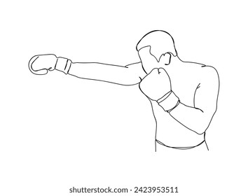 Boxing Player Single Line Drawing