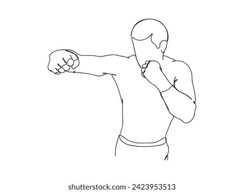 Boxing Player Single Line Drawing
