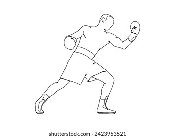 Boxing Player Single Line Drawing