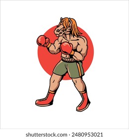 boxing player tattoo vector design