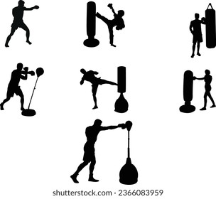 Boxing player vector design: Powerful and dynamic illustrations capturing the spirit of the sport, perfect for sports enthusiasts and creative projects.