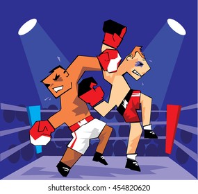 Boxing Players. Abstract Vector Illustration