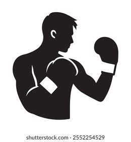 Boxing Pose Silhouette - Poderoso Boxer Outline para uso comercial e projetos a laser.