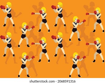 Boxing Poses Cartoon Long Range Hook Seamless Wallpaper Background