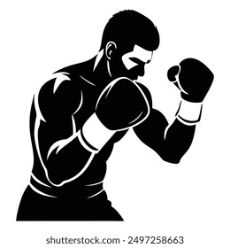 boxing poses overhand silhouette vector