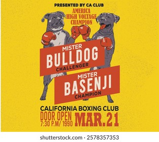 Boxing poster design. Pet design. Dog boxing academy graphic print design for apparel, stickers, posters and background. Boxing club artwork.