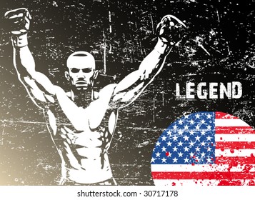 boxing poster with US flag