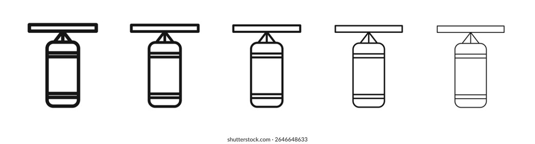 Boxing punch bag icon black and white vector sign