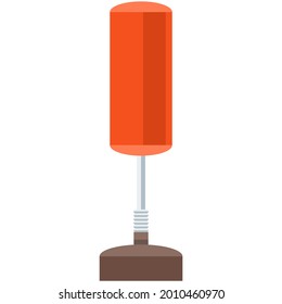 Boxpunch-Tasche auf Standvektor. Cartoon-Symbol auf weißem Hintergrund