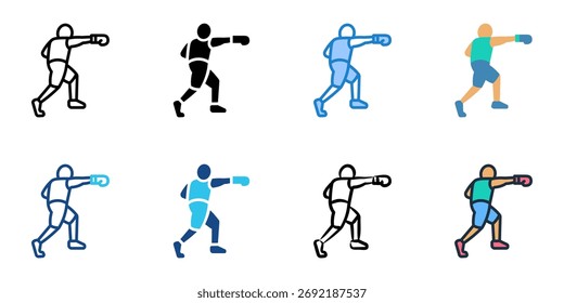 Boxing punch icon set multiple style collection 
