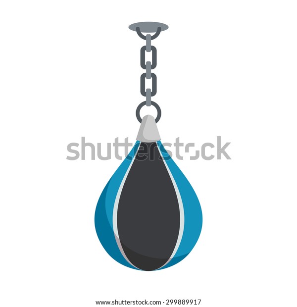 Boxing punching bag on a white\
background. Attribute for box on circuit. Vector\
illustration.