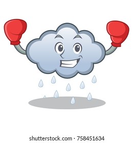 Boxing rain cloud character cartoon