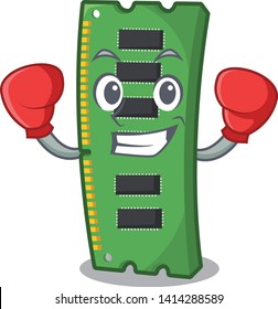 Boxing RAM memory card isolated in cartoon