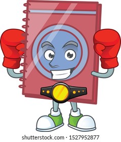 Boxing red closed book with character mascot