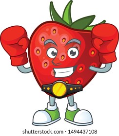 Boxing red strawberry for design character mascot