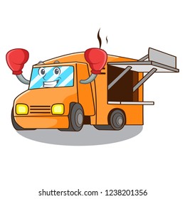 Boxing rendering cartoon of food truck shape