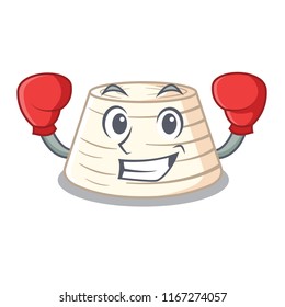 Boxing ricotta cheese icon in character cartoon