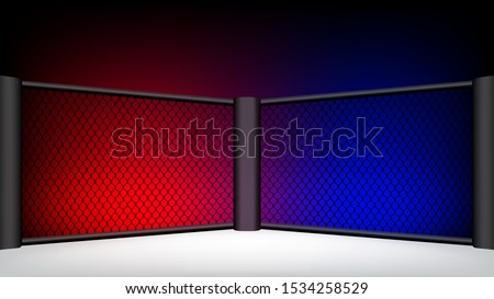 boxing ring area, boxing ring in net fence, mma boxing floor for fight, boxing stage gym empty for copy space text, octagon cage area for background, vector