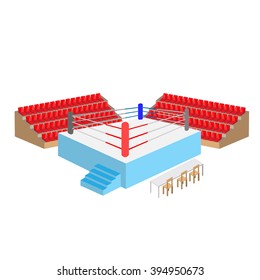 boxing ring arena with empty seats and referee table