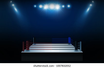 Boxing ring arena and floodlights vector design. Vector illumination