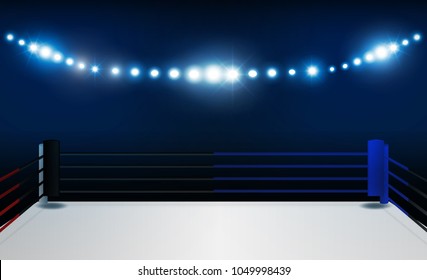 Boxing ring arena and floodlights vector design. Vector illumination