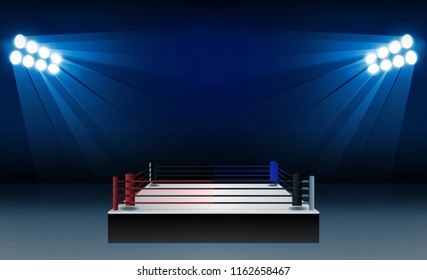 Boxing Ring Arena Spotlight Floodlights Vector Stock Vector (royalty 