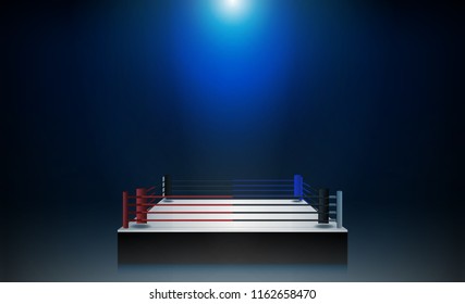 Boxing ring arena and floodlights vector design. Vector illumination