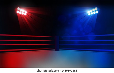 Boxing ring arena and spotlight floodlights vector design. Vector illumination - Shutterstock ID 1489691465