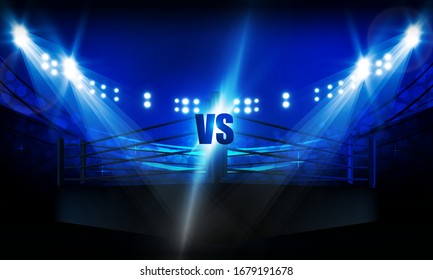 Arena de boxeo y diseño vectorial de luces de alumbrado.