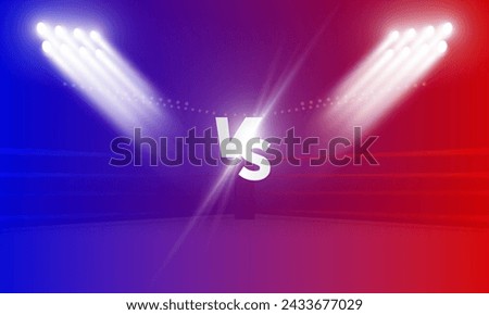 Boxing ring arena and spotlight floodlights vector design.