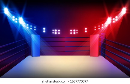Boxing Ring Arena And Spotlight Vector Design.