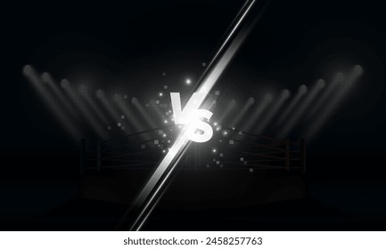 Boxing ring arena stadium modern versus background with rays effects design vector 