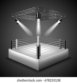 Boxing ring background photo realistic vector illustration