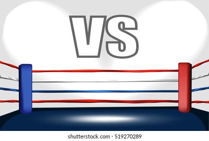 Boxing Ring Blue And Red Corner With VS