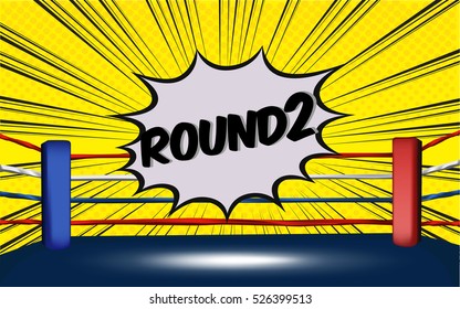 Boxing Ring Blue And Red Corner With Yellow BG With Black Round3