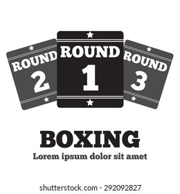 Boxing Ring Board. Round One. Boxing Design Over White Background Vector Illustration.