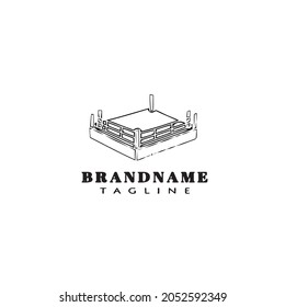 boxing ring cartoon logo icon design template black modern isolated vector illustration