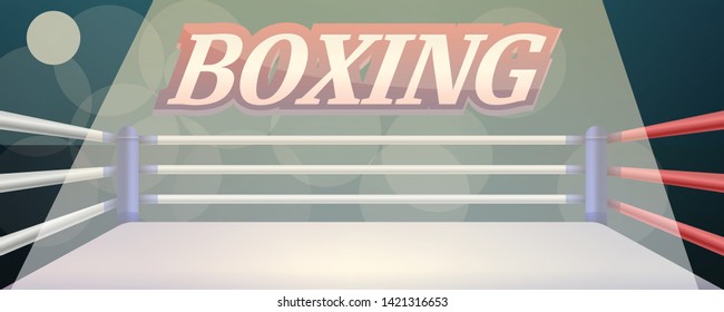 Boxing Ring Concept Banner. Cartoon Illustration Of Boxing Ring Vector Concept Banner For Web Design