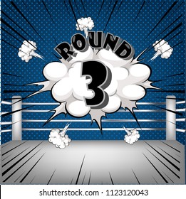 boxing ring corner with comic style blue 