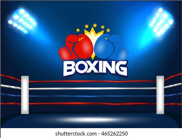 boxing ring corner with glove icon and flooding spotlight.