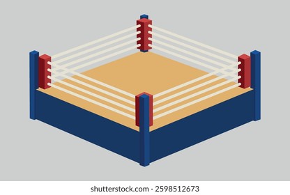 Boxing ring with corner posts and ropes.Vector illustration EPS10.