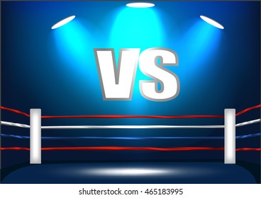 boxing ring corner with VS icon and 3spotlight