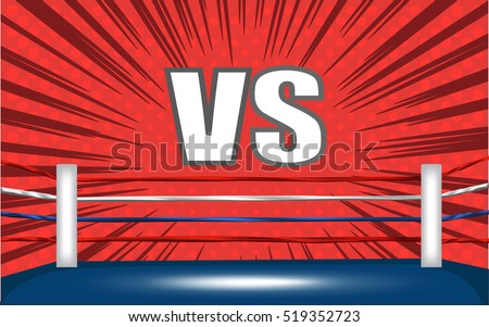 boxing ring corner with VS icon and comic BG