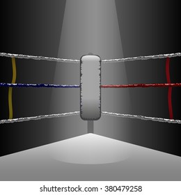 Boxing ring, Fighter ring in the white corner. symbol of success for the best fighter.