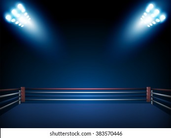 Boxing ring and floodlights vector design
