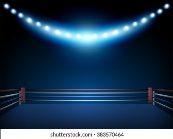 Boxing ring and floodlights vector design