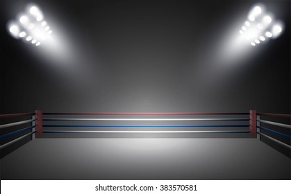 Boxing ring and floodlights vector design