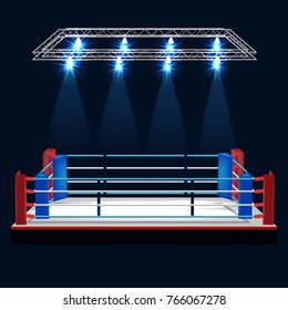 Boxing ring and floodlights vector design