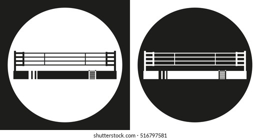 Boxing ring icon. Silhouette sports arena on a black and white background. Sports Equipment. Vector Illustration