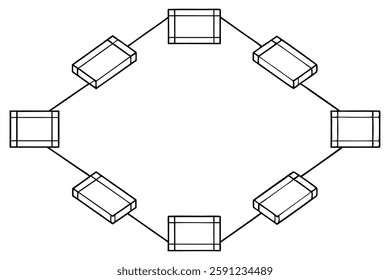 Boxing ring layout line art design